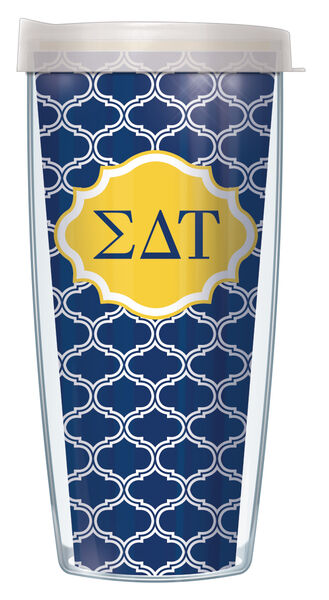 22oz Tumbler - Sigma Delta Tau Duofoil w/ Clear Lid 08-SOR-SDT1