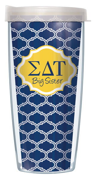 18oz Handle Mug - Sigma Delta Tau Big Sister Duofoil w/ Black Lid 06-SOR-SDT1B