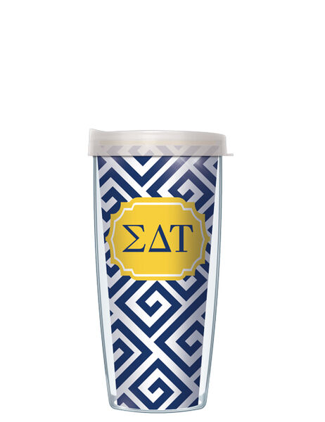 18oz Handle Mug - Sigma Delta Tau Greek Key w/ Black Lid 06-SOR-SDT3