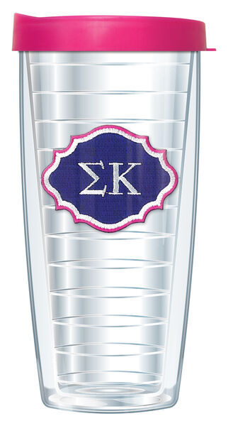 16oz Tumbler - Sigma Kappa Patch w/ Pink Lid 02-SOR-SK-E