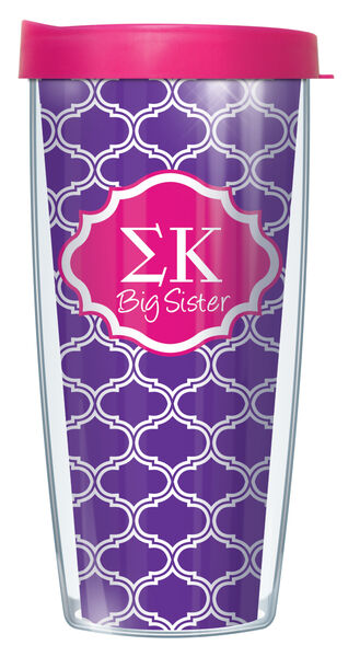 22oz Tumbler - Sigma Kappa Big Sister Duofoil w/ Pink Lid 08-SOR-SK1B