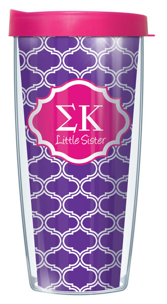 22oz Tumbler - Sigma Kappa Little Sister Duofoil w/ Pink Lid 08-SOR-SK1L