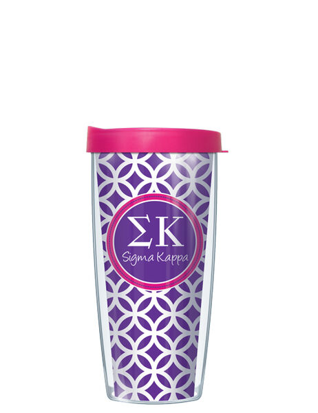 16oz Tumbler - Sigma Kappa Roundabout w/ Pink Lid 02-SOR-SK2