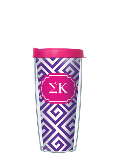 18oz Handle Mug - Sigma Kappa Greek Key w/ Black Lid 06-SOR-SK3