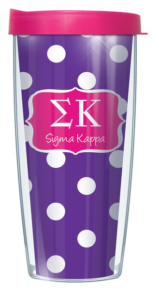 18oz Handle Mug - Sigma Kappa Dots w/ Black Lid 06-SOR-SK8