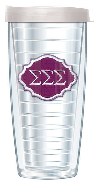 22oz Tumbler - Sigma Sigma Sigma Patch w/ Clear Lid 08-SOR-SSS-E