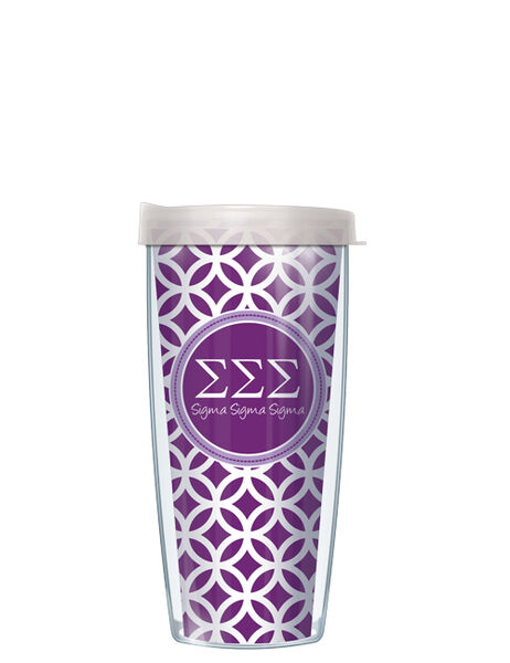 16oz Tumbler - Sigma Sigma Sigma Roundabout w/ Clear Lid 02-SOR-SSS2