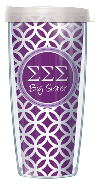 22oz Tumbler - Sigma Sigma Sigma Big Sister Roundabout w/ Clear Lid 08-SOR-SSS2B