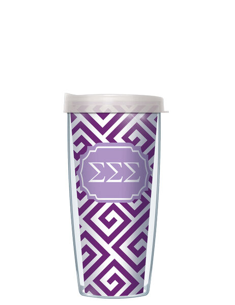 28oz Mega Tumbler - Sigma Sigma Sigma Greek Key w/ Clear Lid H2-SOR-SSS3