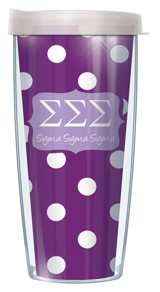 28oz Sport Tumbler - Sigma Sigma Sigma Dots w/ Gray Lid ST-SOR-SSS8