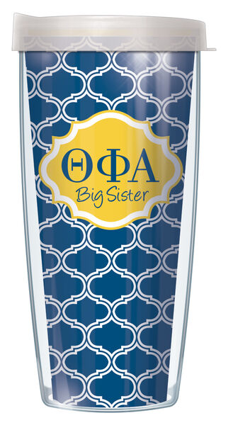 28oz Mega Tumbler - Theta Phi Alpha Big Sister Duofoil w/ Clear Lid H2-SOR-TPA1B