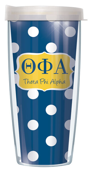 28oz Mega Tumbler - Theta Phi Alpha Dots w/ Clear Lid H2-SOR-TPA8