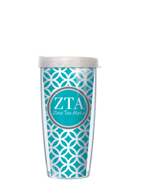 22oz Tumbler - Zeta Tau Alpha Roundabout w/ Clear Lid 08-SOR-ZTA2