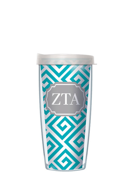 18oz Handle Mug - Zeta Tau Alpha Greek Key w/ Black Lid 06-SOR-ZTA3