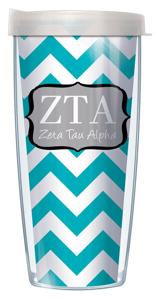 16oz Tumbler - Zeta Tau Alpha Chevron w/ Clear Lid 02-SOR-ZTA9