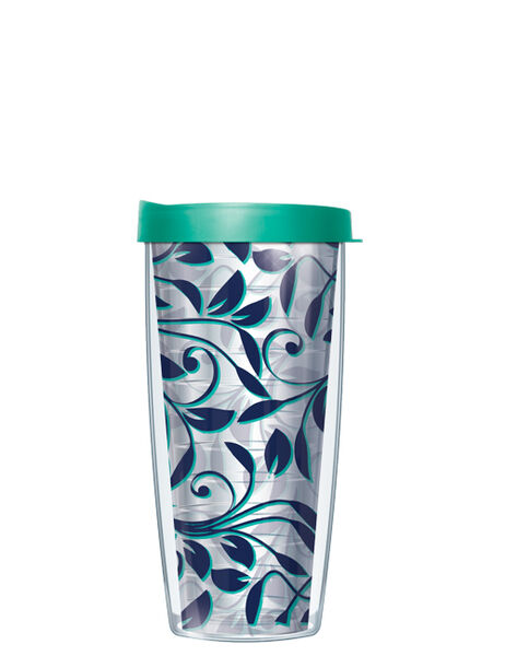 24oz Flareside Tumbler - Stems & Vines-Navy w/ Black Lid 24F-STE1