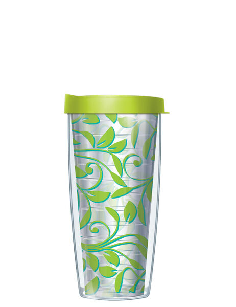 22oz Tumbler - Stems & Vines-Lime w/ Lime Green Lid 08-STE2