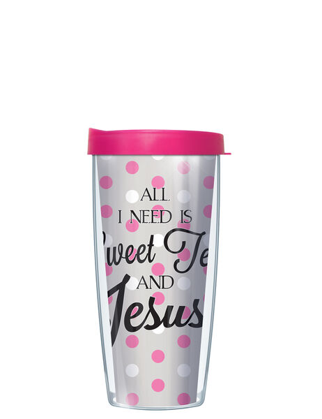 22oz Tumbler - Sweet Tea & Jesus w/ Pink Lid 08-STJ