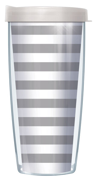 16oz Tumbler - Stripes on Gray #006 w/ Clear Lid 02-STR006