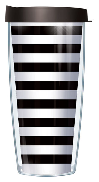 16oz Short Tumbler - Stripes on Black #010 without lid 01-STR010