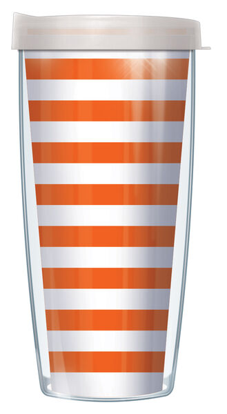 28oz Sport Tumbler - Stripes on Orange #020 w/ Gray Lid ST-STR020