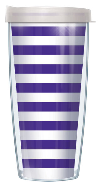 16oz Short Tumbler - Stripes on Purple #050 without lid 01-STR050