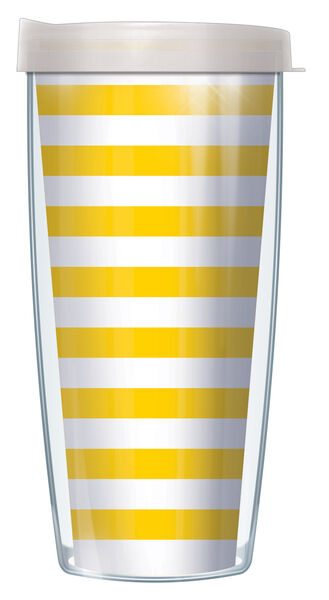 22oz Tumbler - Stripes on Yellow #109 w/ Clear Lid 08-STR109