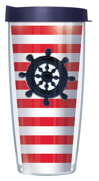 22oz Tumbler - Navy Wheel Red #199 Stripes w/ Navy Lid 08-STR199-415