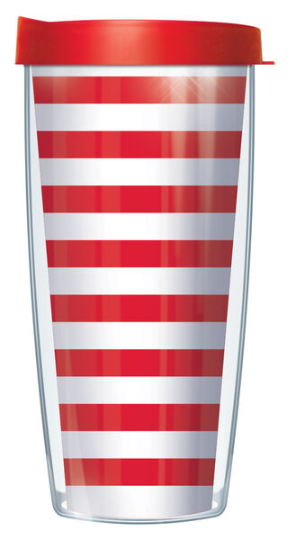 28oz Sport Tumbler - Red on White Stripes w/ Gray Lid ST-STR199