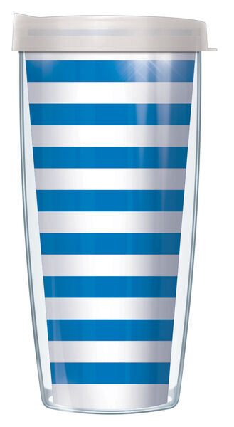 18oz Handle Mug - Stripes on Blue #3005 w/ Black Lid 06-STR3005