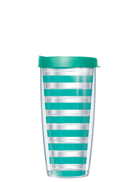 22oz Tumbler - Teal on Clear Stripes w/ Teal Lid 08-STR3265-CL