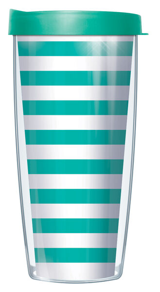 24oz Flareside Tumbler - Stripes on Teal #3265 w/ Black Lid 24F-STR3265