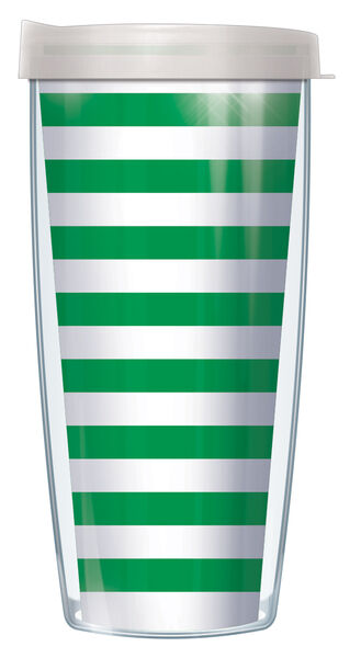 16oz Short Tumbler - Stripes on Green #355 without lid 01-STR355