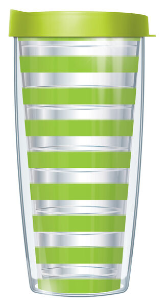 18oz Handle Mug - Lime Green on Clear Stripes w/ Black Lid 06-STR375-CL