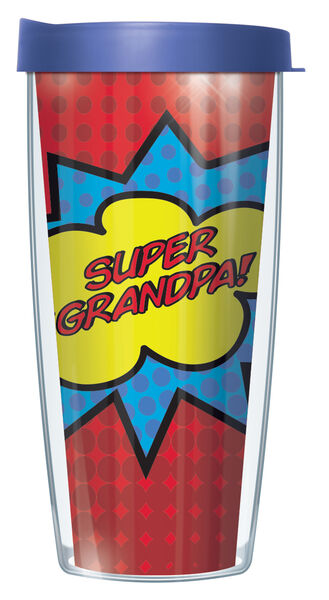 28oz Mega Tumbler - Super Grandpa w/ Blue Lid H2-SUG