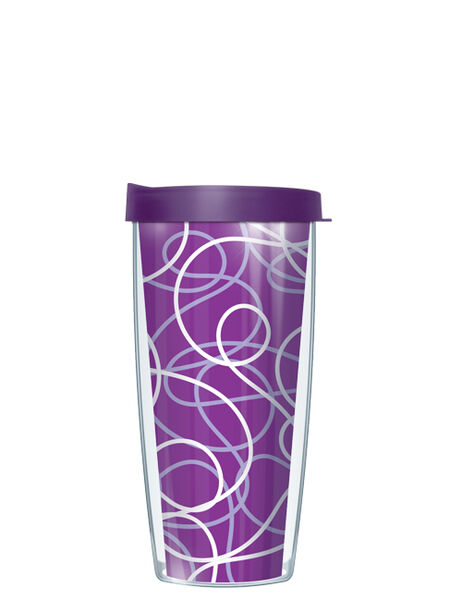 18oz Handle Mug - Purple Swirly Whirly Pattern w/ Black Lid 06-SWR3