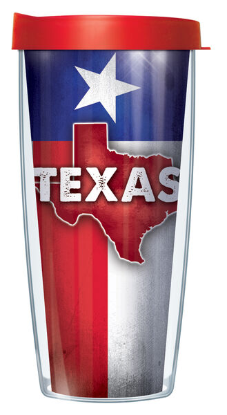 18oz Handle Mug - Texas Flag 2 w/ Red Lid 06-TEXAS2