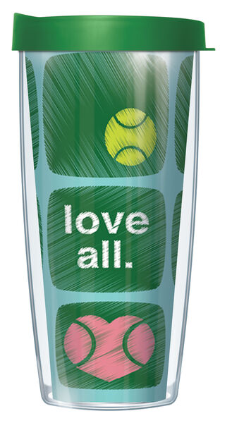 22oz Tumbler - Love All-Tennis w/ Emerald Green Lid 08-TLA