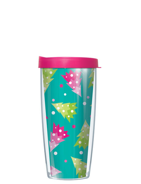 28oz Mega Tumbler - Tossed Trees w/ Pink Lid H2-TOT