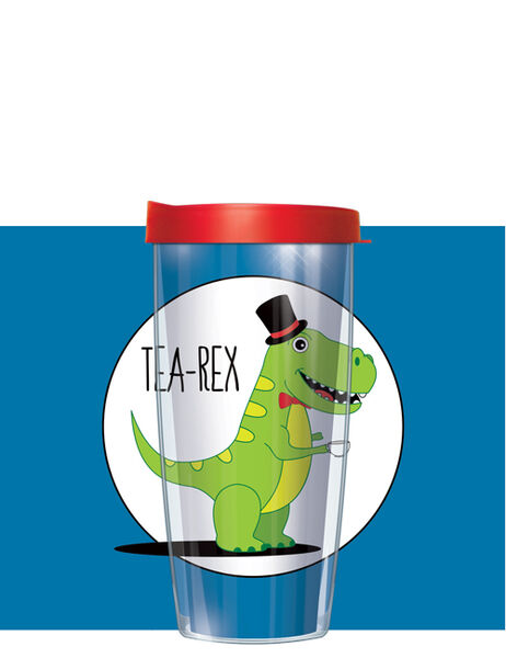 22oz Tumbler - Tea Rex Dinosaur w/ Red Lid 08-TRX