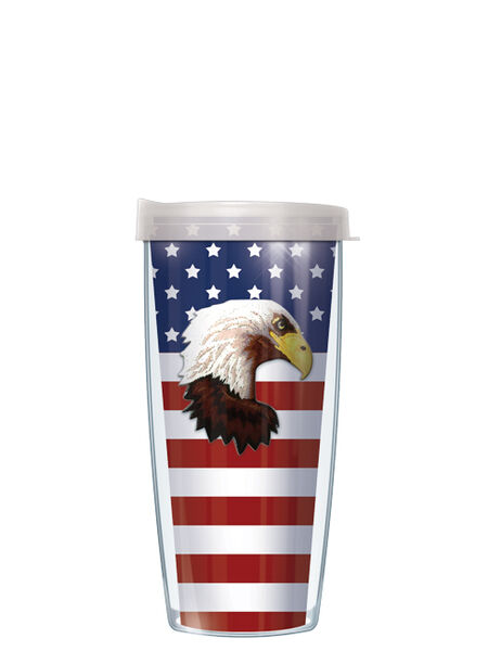 28oz Sport Tumbler - Eagle on American Flag Wrap w/ Gray Lid ST-USA1-630