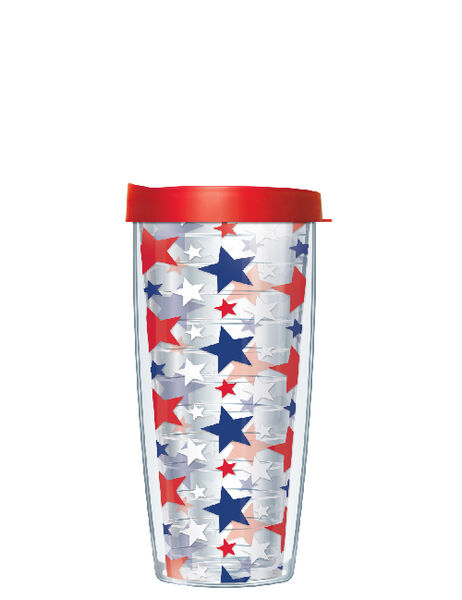 28oz Sport Tumbler - Red White and Blue Stars w/ Gray Lid ST-USA10