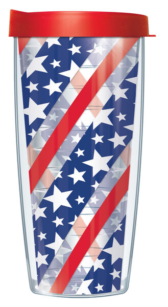 28oz Sport Tumbler - Stars and Stripes Diagonal w/ Gray Lid ST-USA11