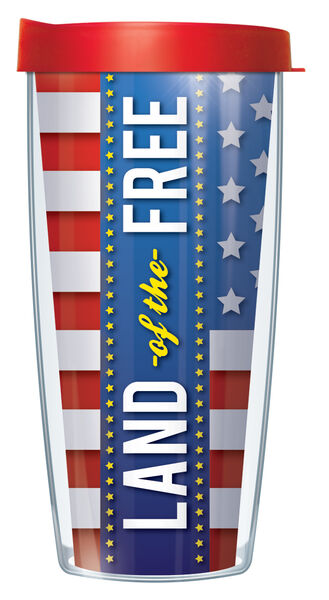 22oz Tumbler - Land of the Free w/ Red Lid 08-USA13