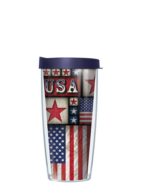 24oz Flareside Tumbler - USA Quilt w/ Blue Lid 24F-USA5