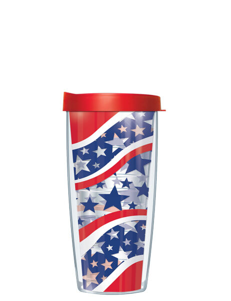 24oz Flareside Tumbler - Wavy Flag Stripes w/ Blue Lid 24F-USA9