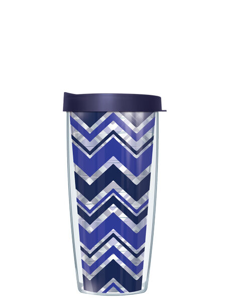 18oz Handle Mug - Varied Chevron Navy & Purple w/ Blue Lid 06-VAR4