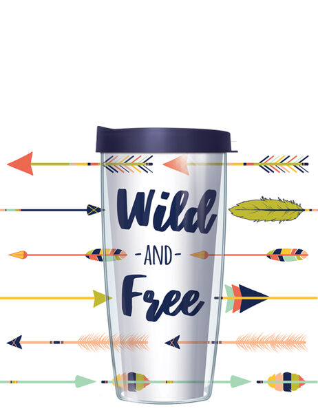 16oz Tumbler - Wild & Free w/ Navy Lid 02-WAF