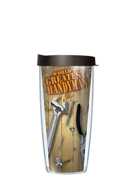 16oz Short Tumbler - World's Greatest Handyman without lid 01-WGH