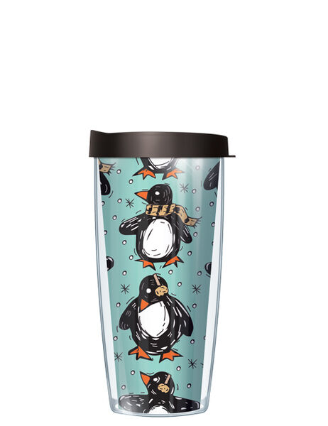 18oz Handle Mug - Winter Penguins w/ Black Lid 06-WNP